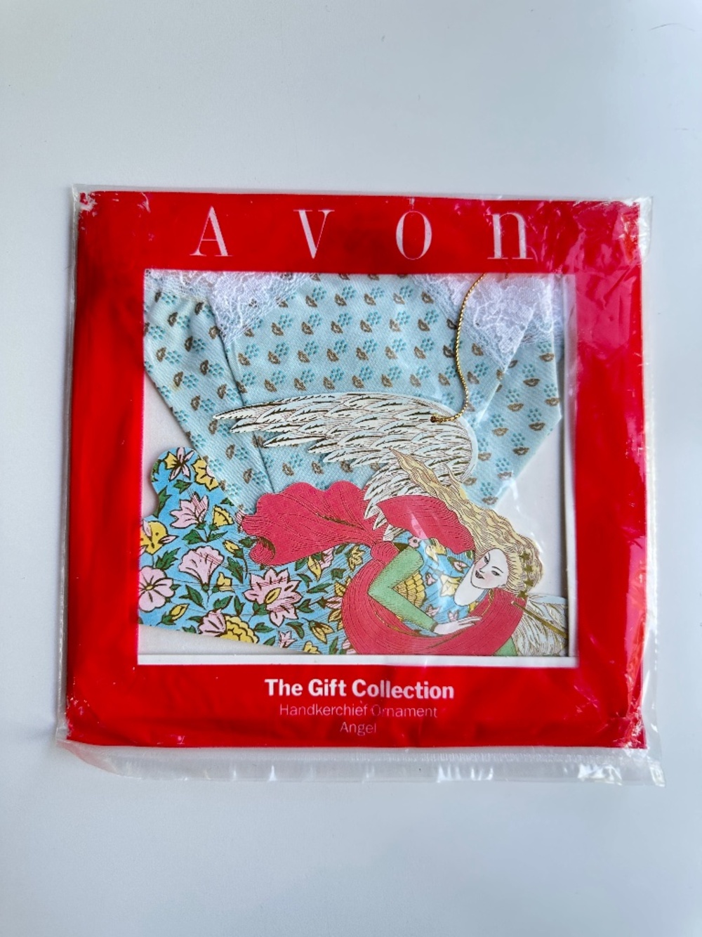 NWT Vintage Avon Handkerchief Hankie Angel Christmas Ornament New Sealed